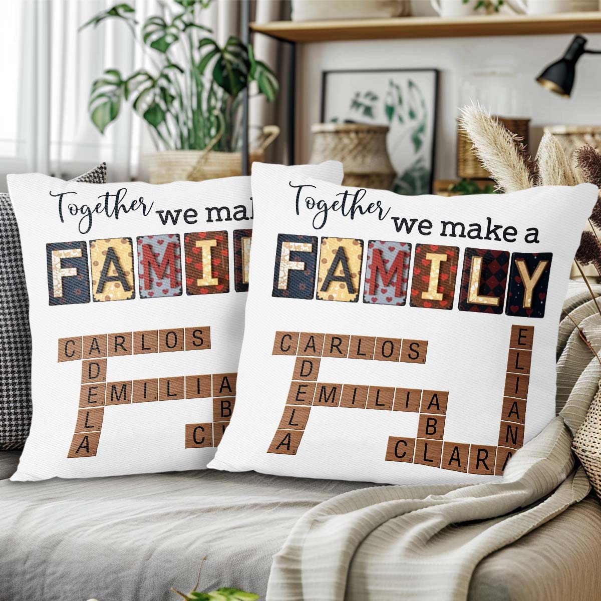 Together We Make A Family Scrabble Tiles Design