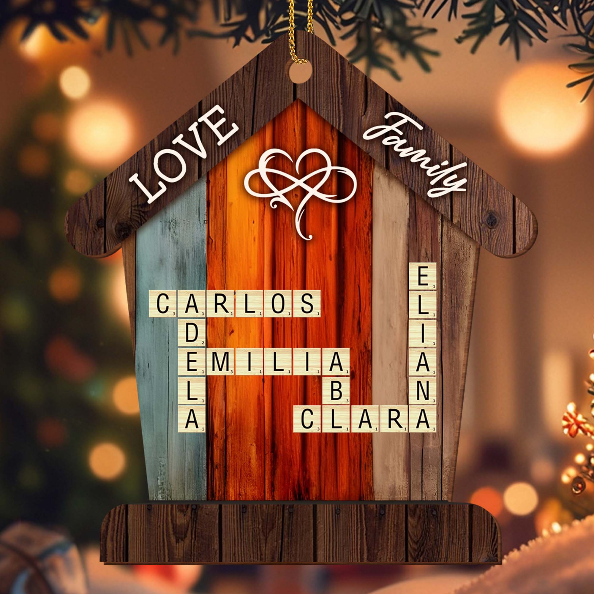 Love and Family - Personalized Custom Wood Ornament - Gift For Families ...