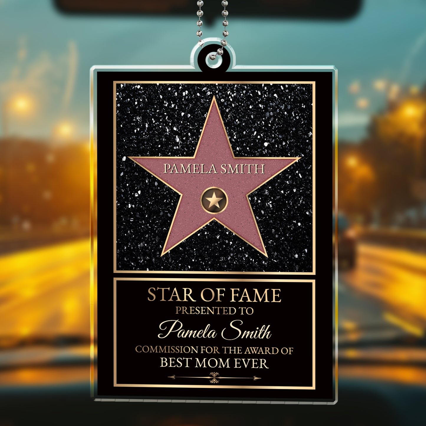 Estrella de la Fama - Adorno acrílico personalizado para coche - FAM233_ACA