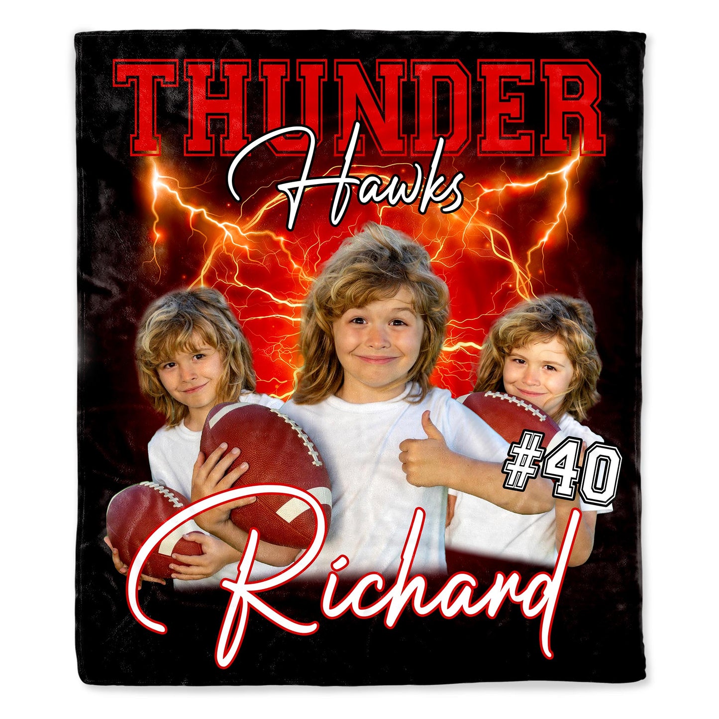 Thunder Hawks Team Spirit Personalized Sports Blanket