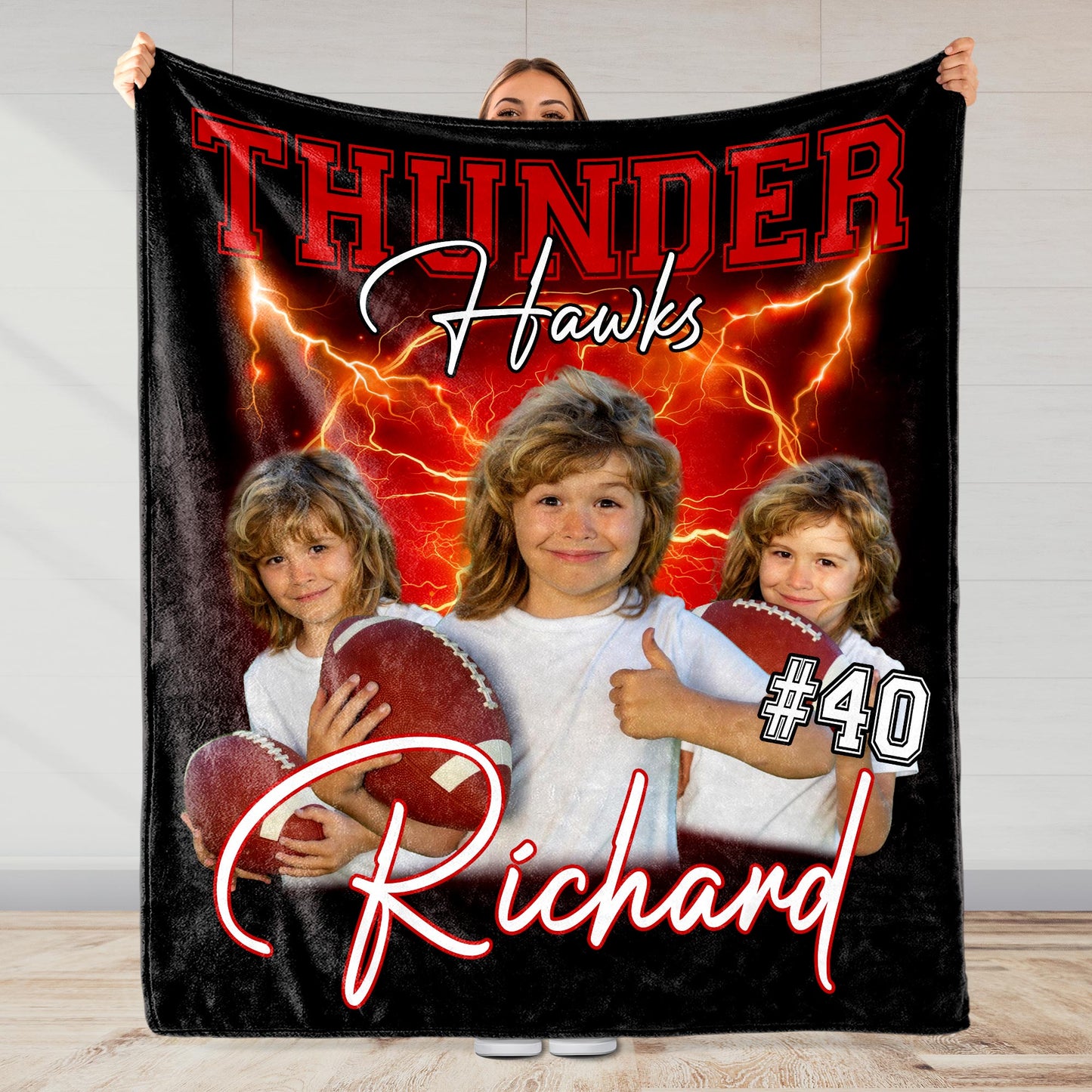Thunder Hawks Team Spirit Personalized Sports Blanket