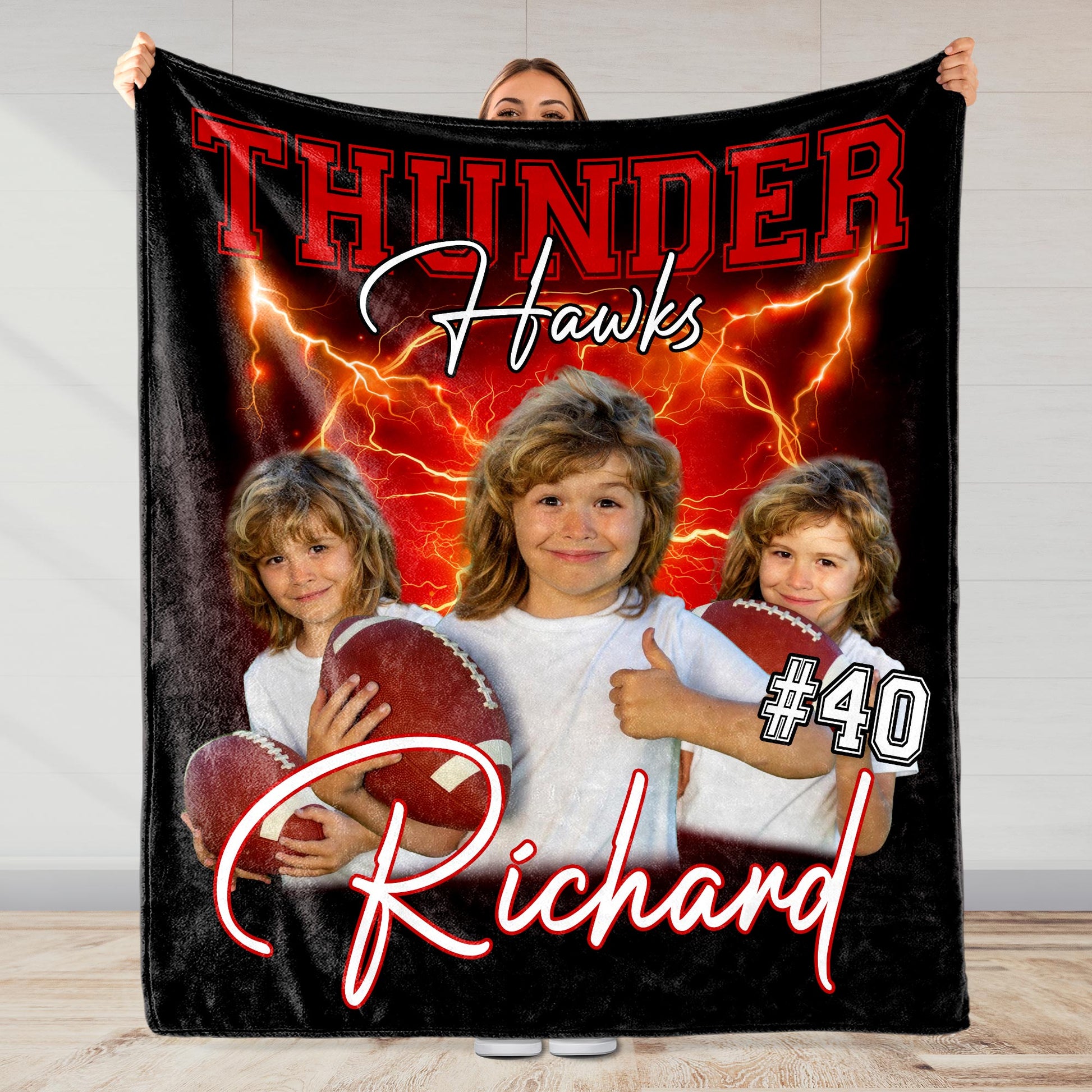 Thunder Hawks Team Spirit Personalized Sports Blanket