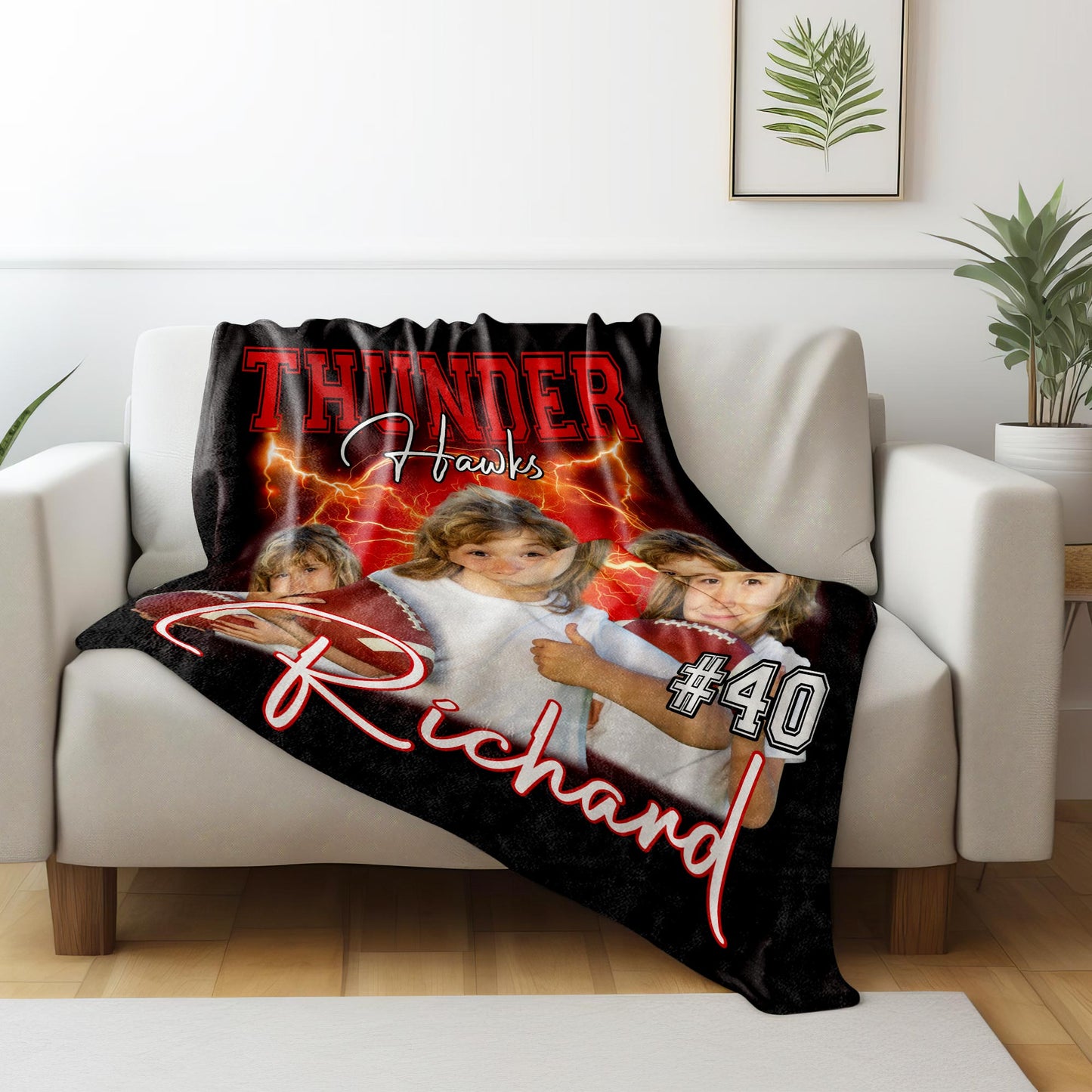 Thunder Hawks Team Spirit Personalized Sports Blanket