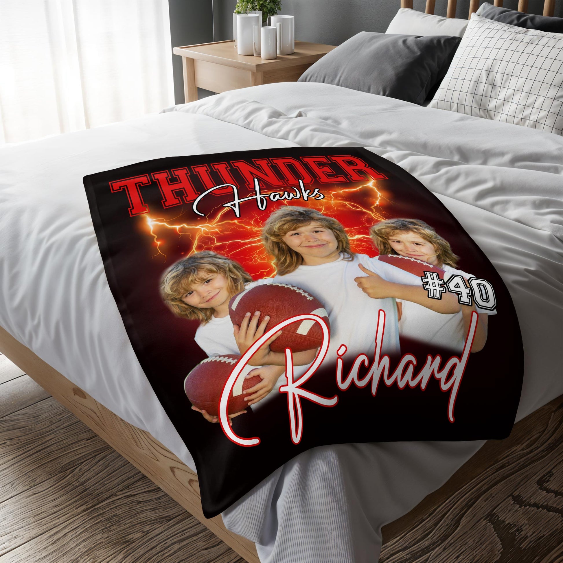 Thunder Hawks Team Spirit Personalized Sports Blanket