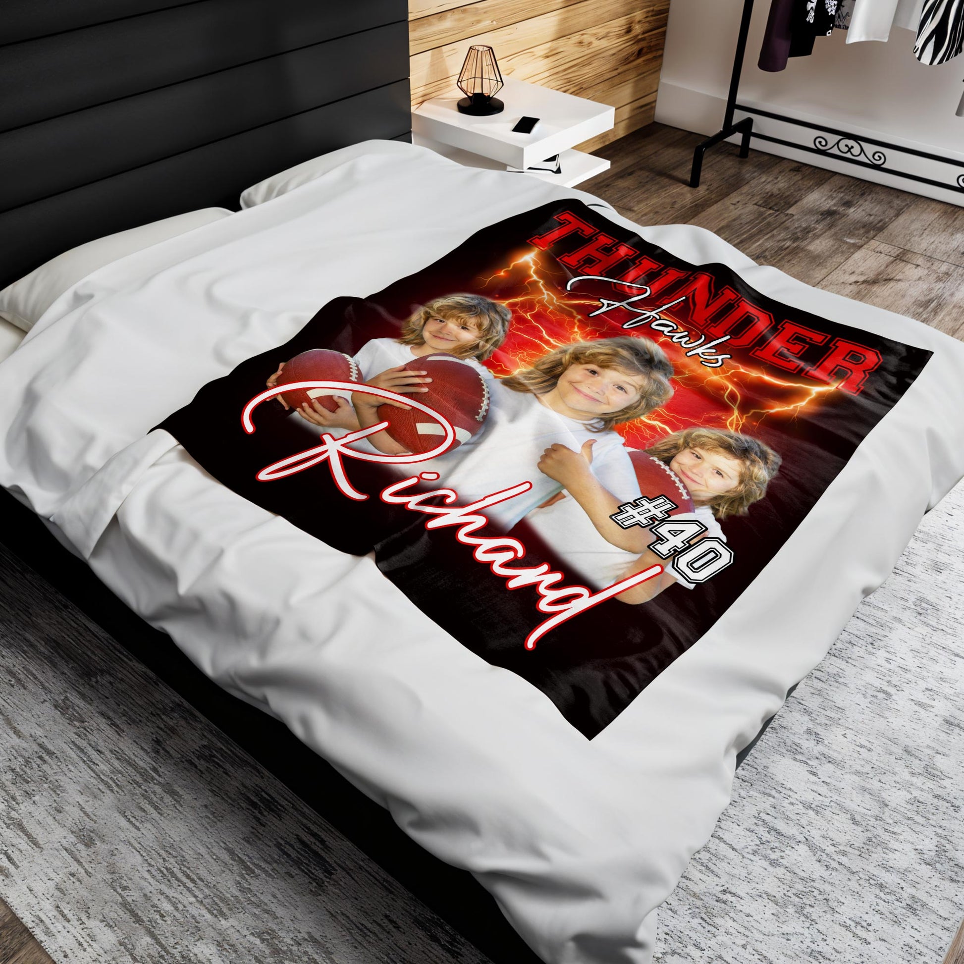 Thunder Hawks Team Spirit Personalized Sports Blanket