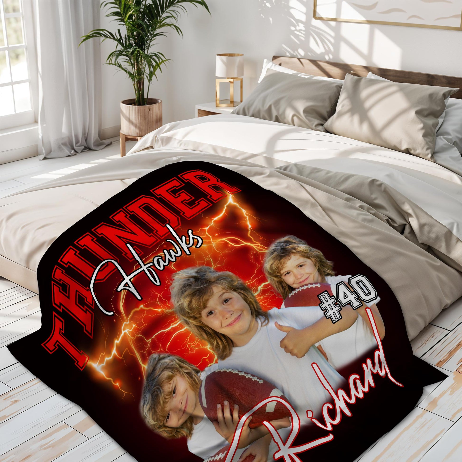 Thunder Hawks Team Spirit Personalized Sports Blanket