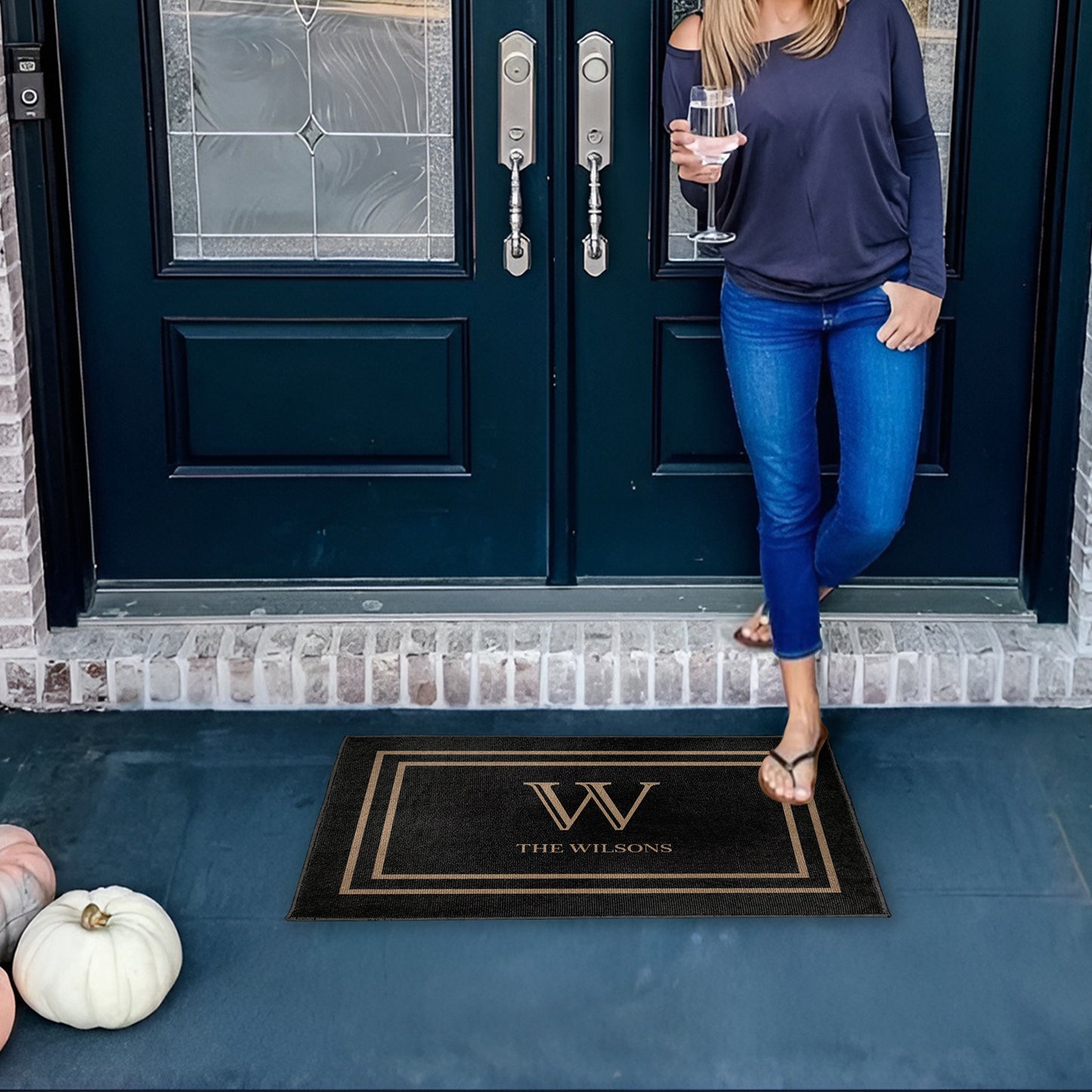 Welcome Home Monogram Elegant Doormat