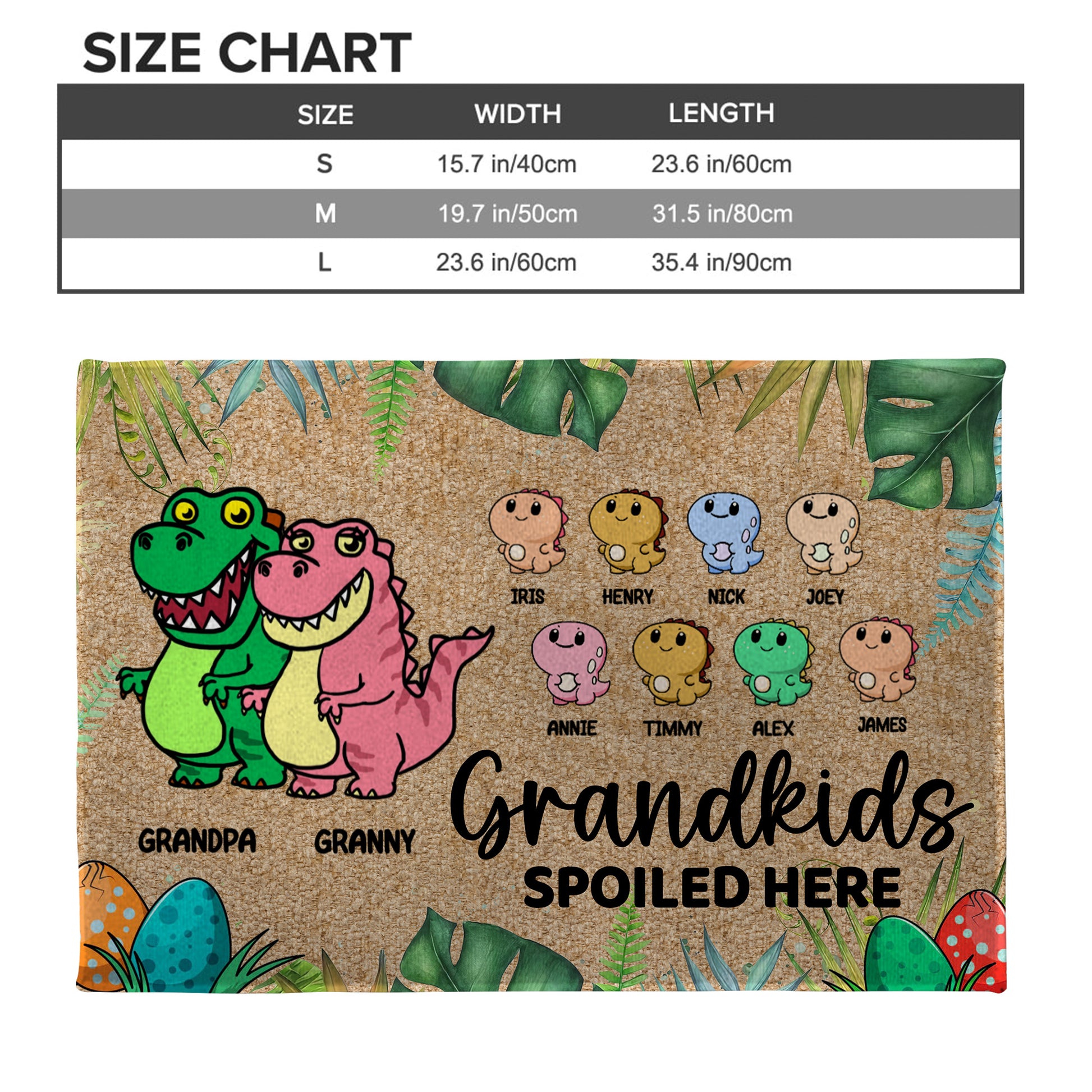 Grandkids Spoiled Here Dinosaur Theme Doormat