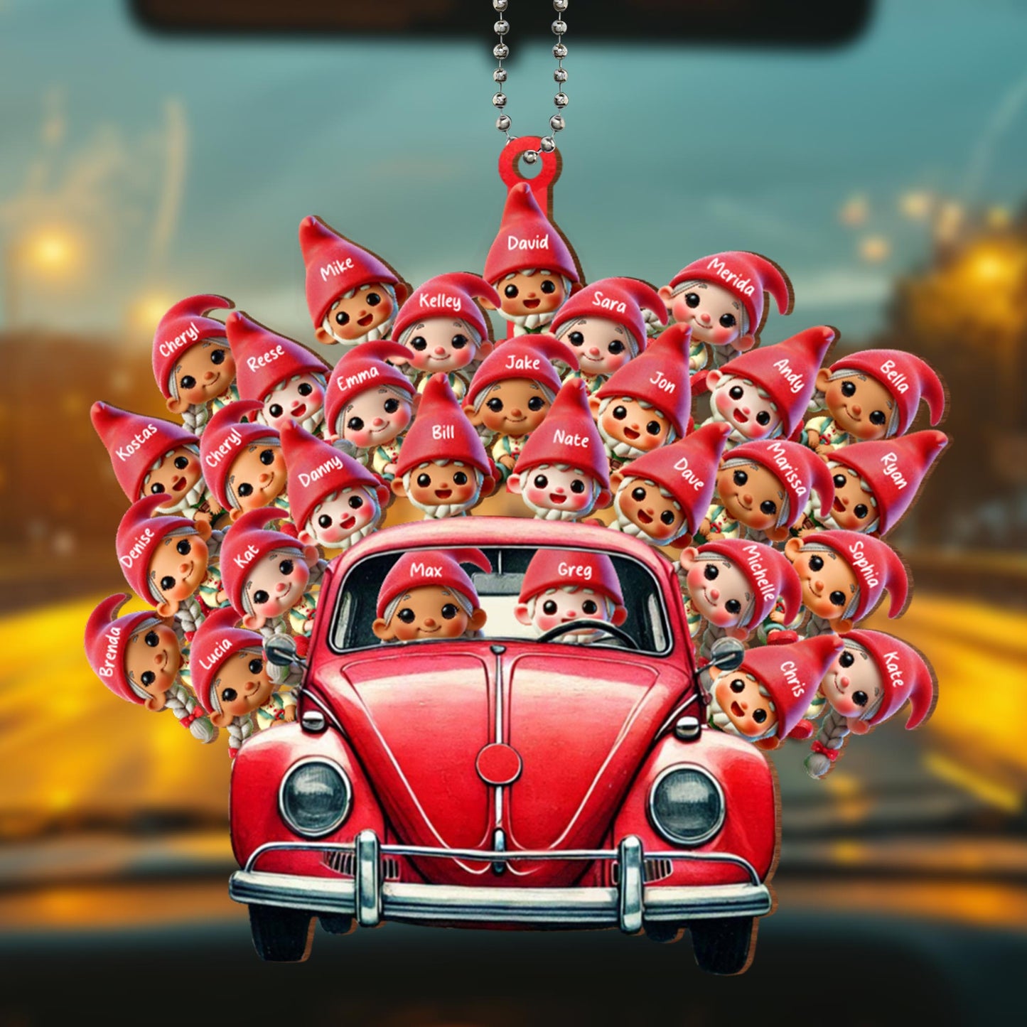 Customizable Red Cap Faces Car Ornament