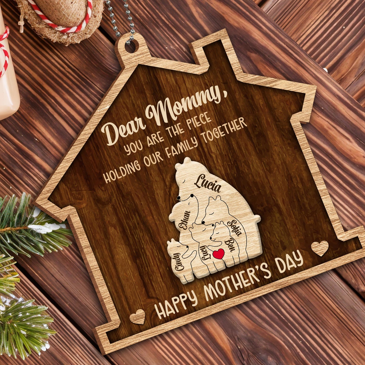 Dear Mommy, You Are The Piece Holding Our Family Together, Puzzle Pieces and Bear Figures