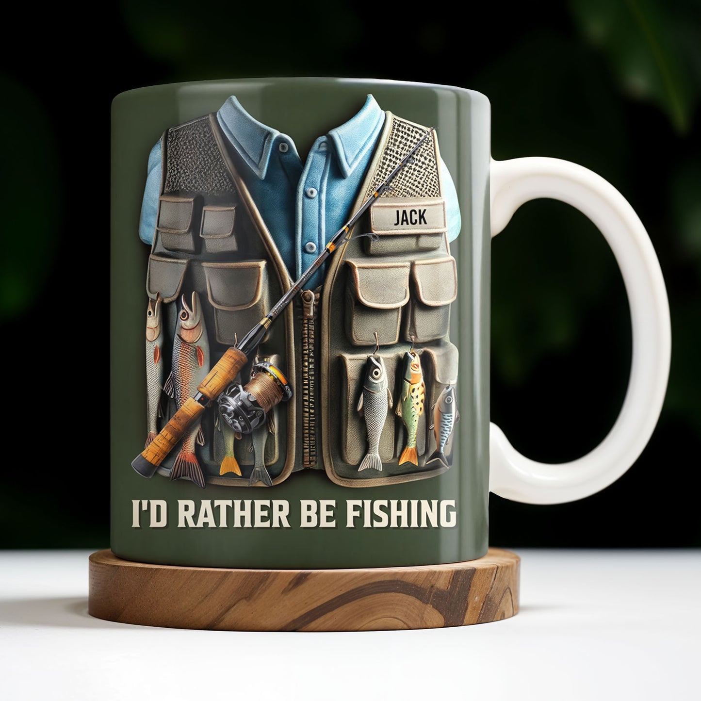 Prefiero pescar, equipo de pesca y diseño de peces - Taza de café personalizada - FAM319_MG