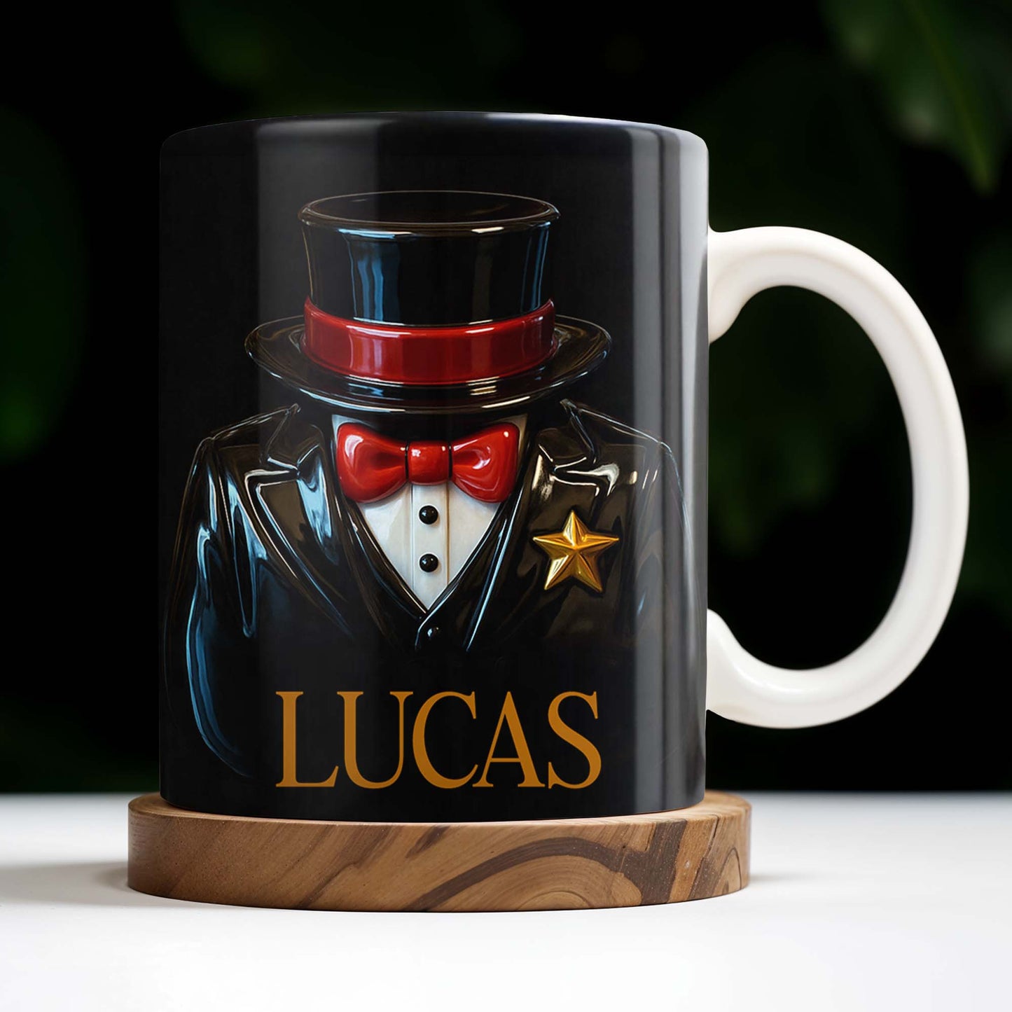 Elegant Black Tuxedo Mug Design, Top Hat And Bow Tie