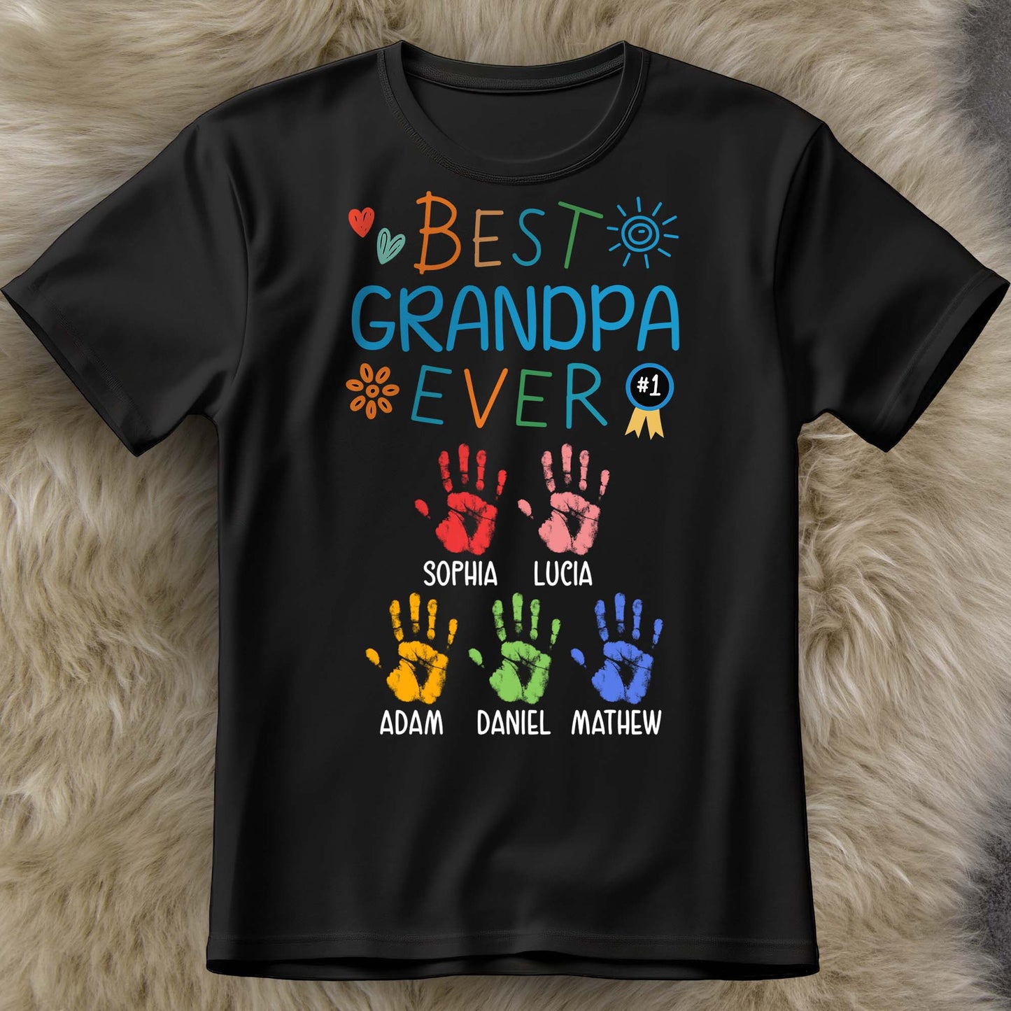 Best Grandpa Ever With Colorful Handprints
