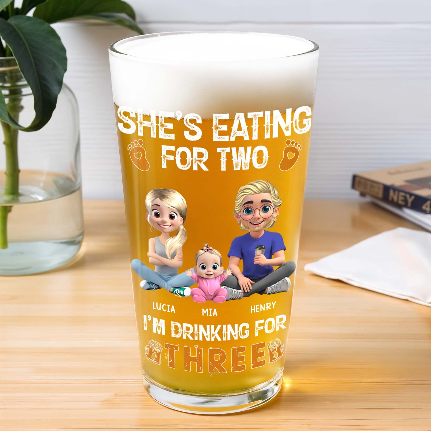 She's Eating For Two, I'm Drinking For Three, Cartoon Family and Footprints