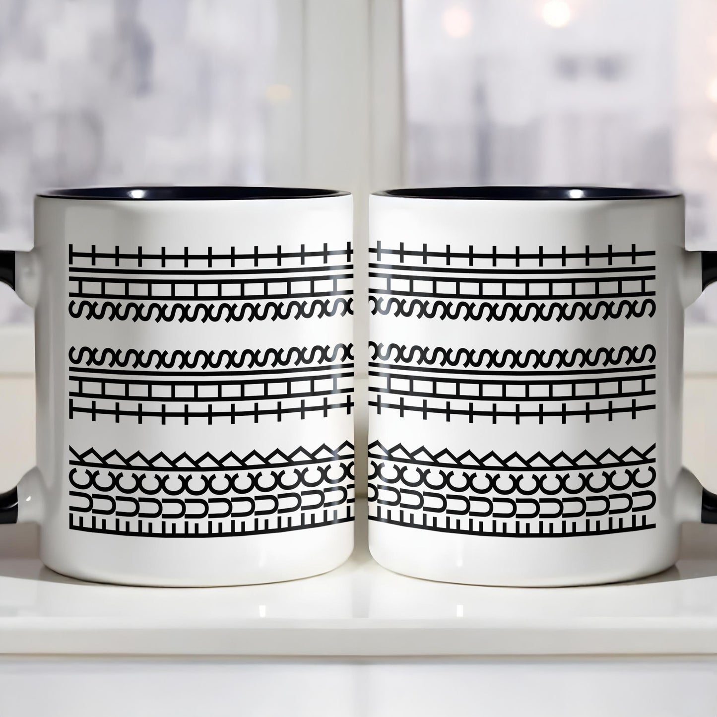Stylish Custom Accent Mug With Unique Pattern Design, Geometric Patterns