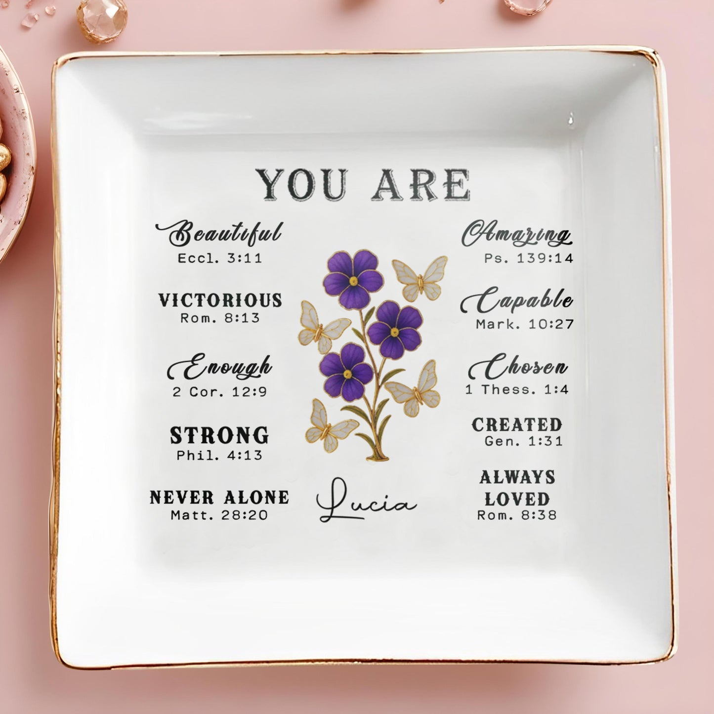 You Are Beautiful, Victorious, Strong, Never Alone With Flowers And Butterflies