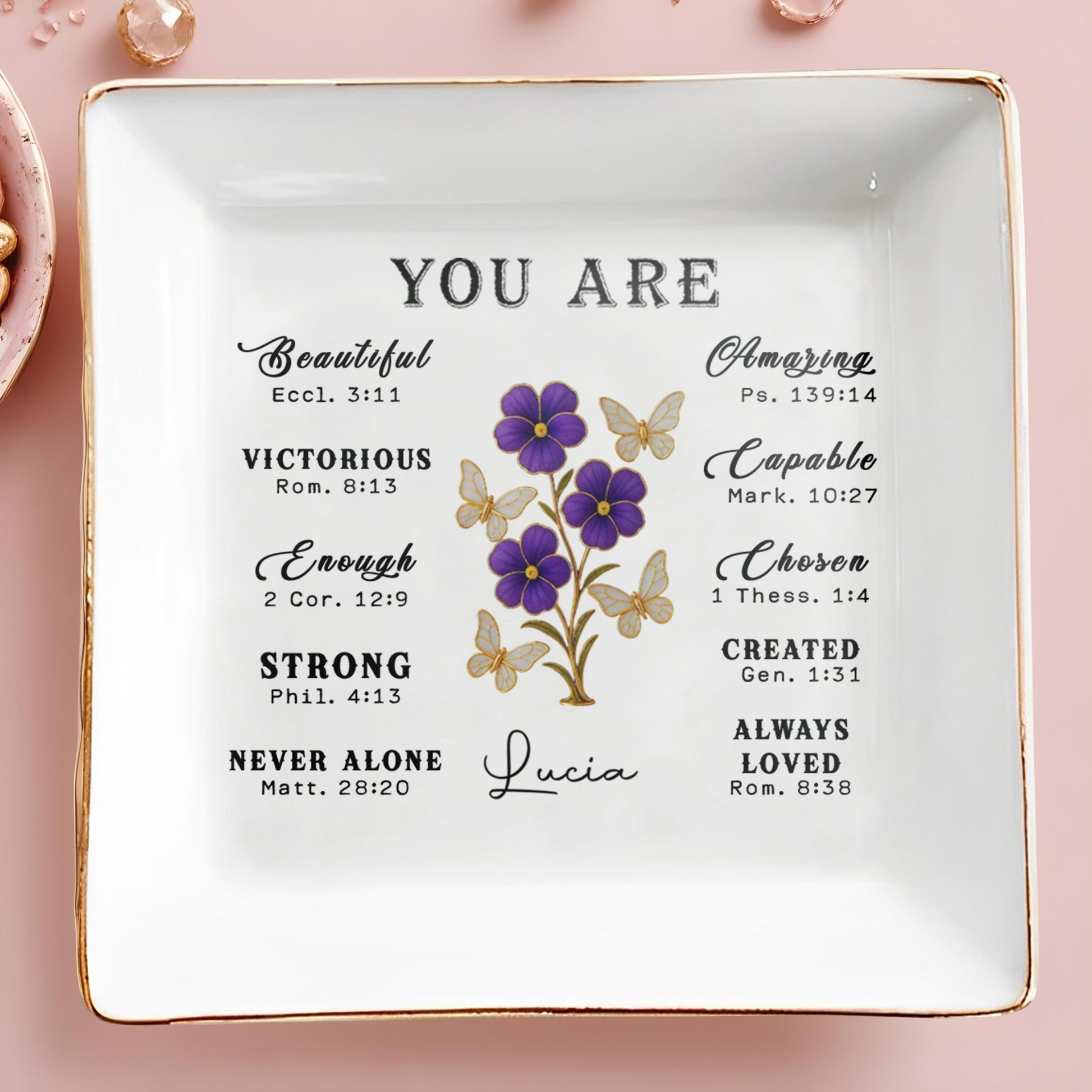 You Are Beautiful, Victorious, Strong, Never Alone With Flowers And Butterflies