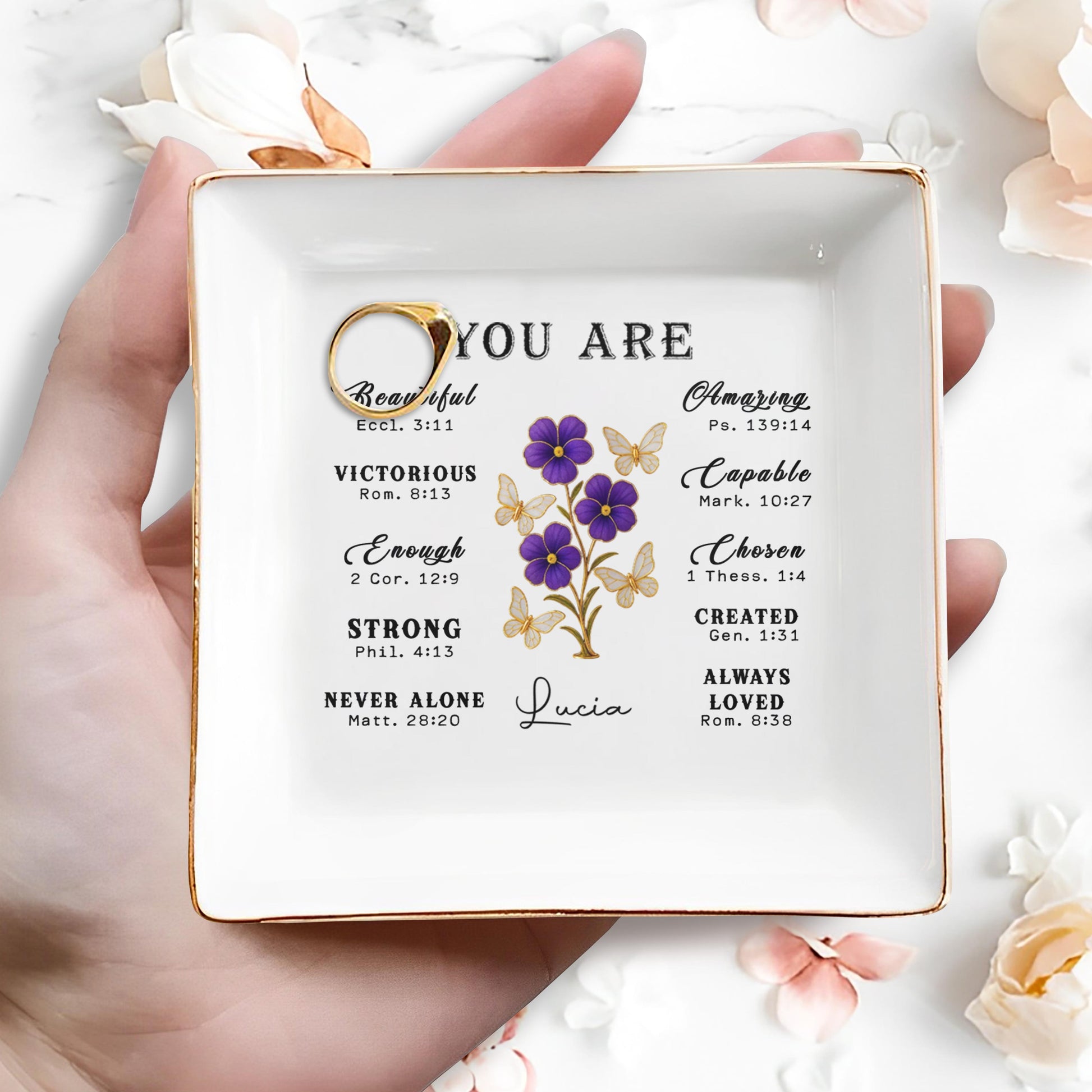 You Are Beautiful, Victorious, Strong, Never Alone With Flowers And Butterflies