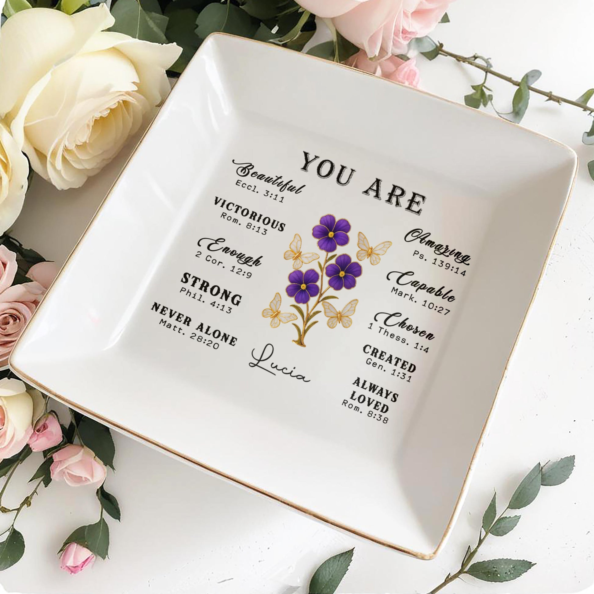 You Are Beautiful, Victorious, Strong, Never Alone With Flowers And Butterflies