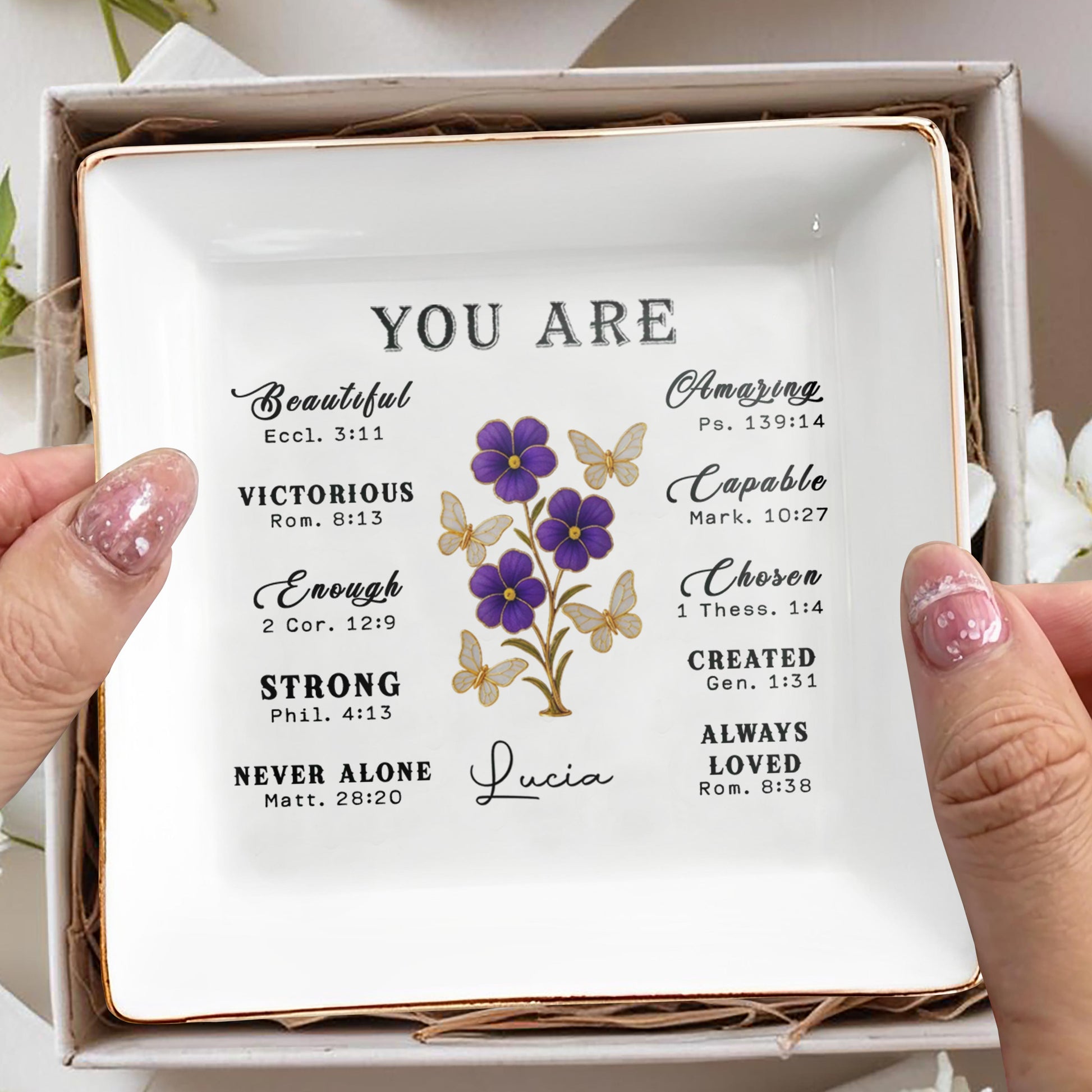 You Are Beautiful, Victorious, Strong, Never Alone With Flowers And Butterflies