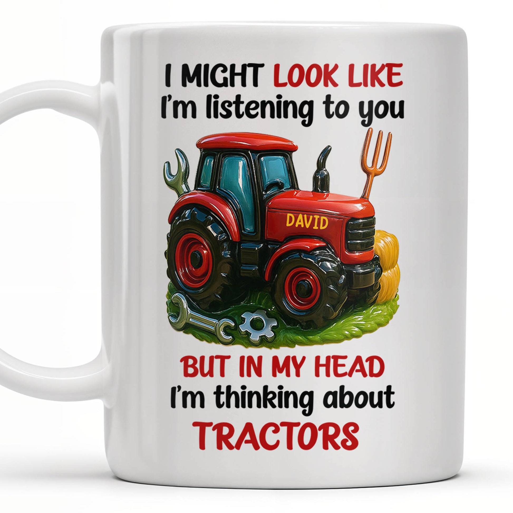 Thinking About Tractors Customizable Coffee Mug