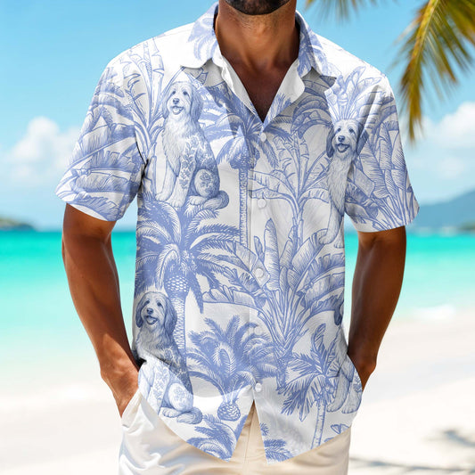 Sunny Day With Your Furry Friend, Dogs And Palm Trees