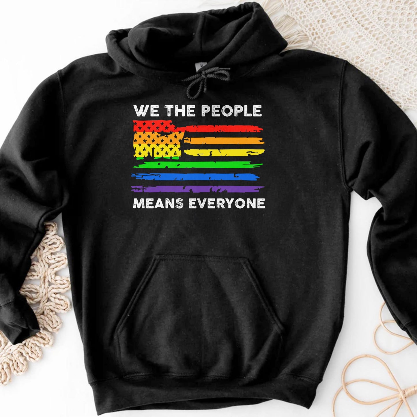 We The People Means Everyone Rainbow American Flag