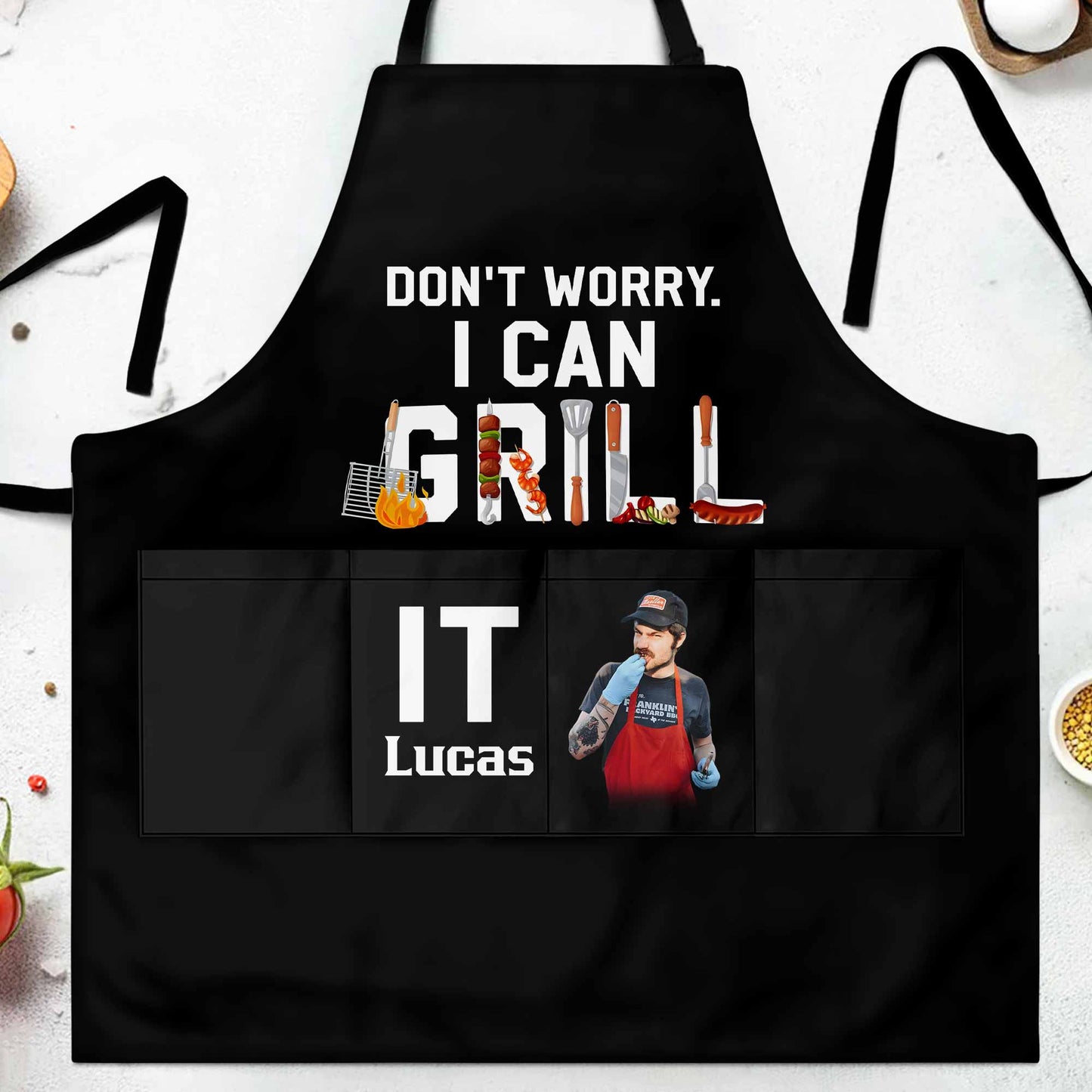 Don't Worry I Can Grill It, Featuring BBQ Tools And Foods