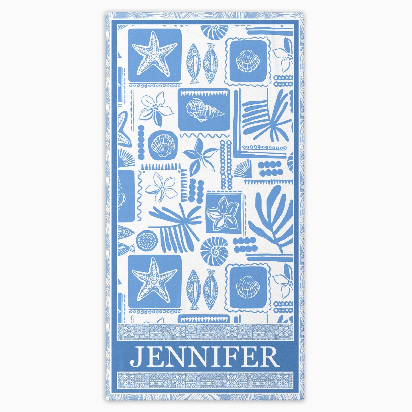 Customize Your Summer With Shells, Starfish, And Tropical Designs - Personalized Beach Towel - FAM399_BETO