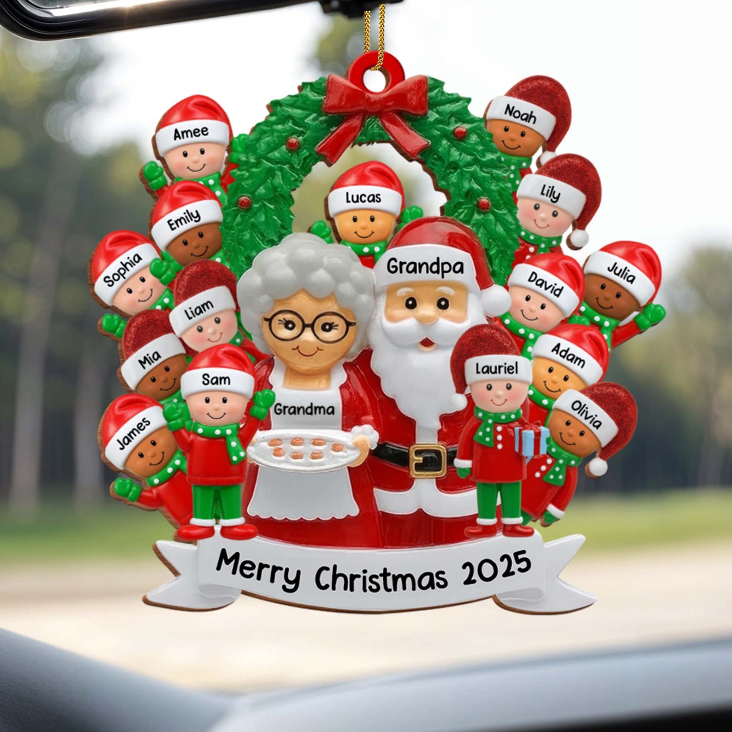 Merry Christmas With Santa Claus and Family Characters
