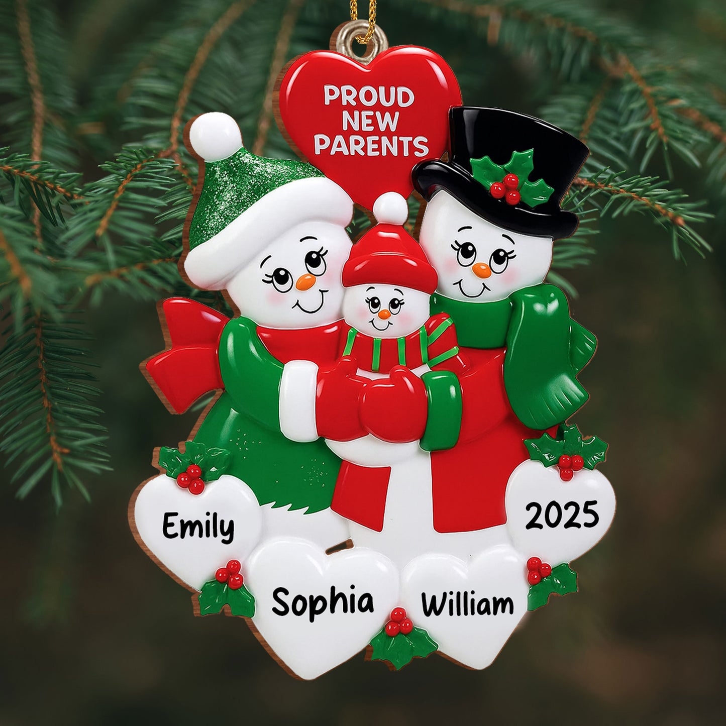 Proud New Parents Snowman and Christmas Decorations