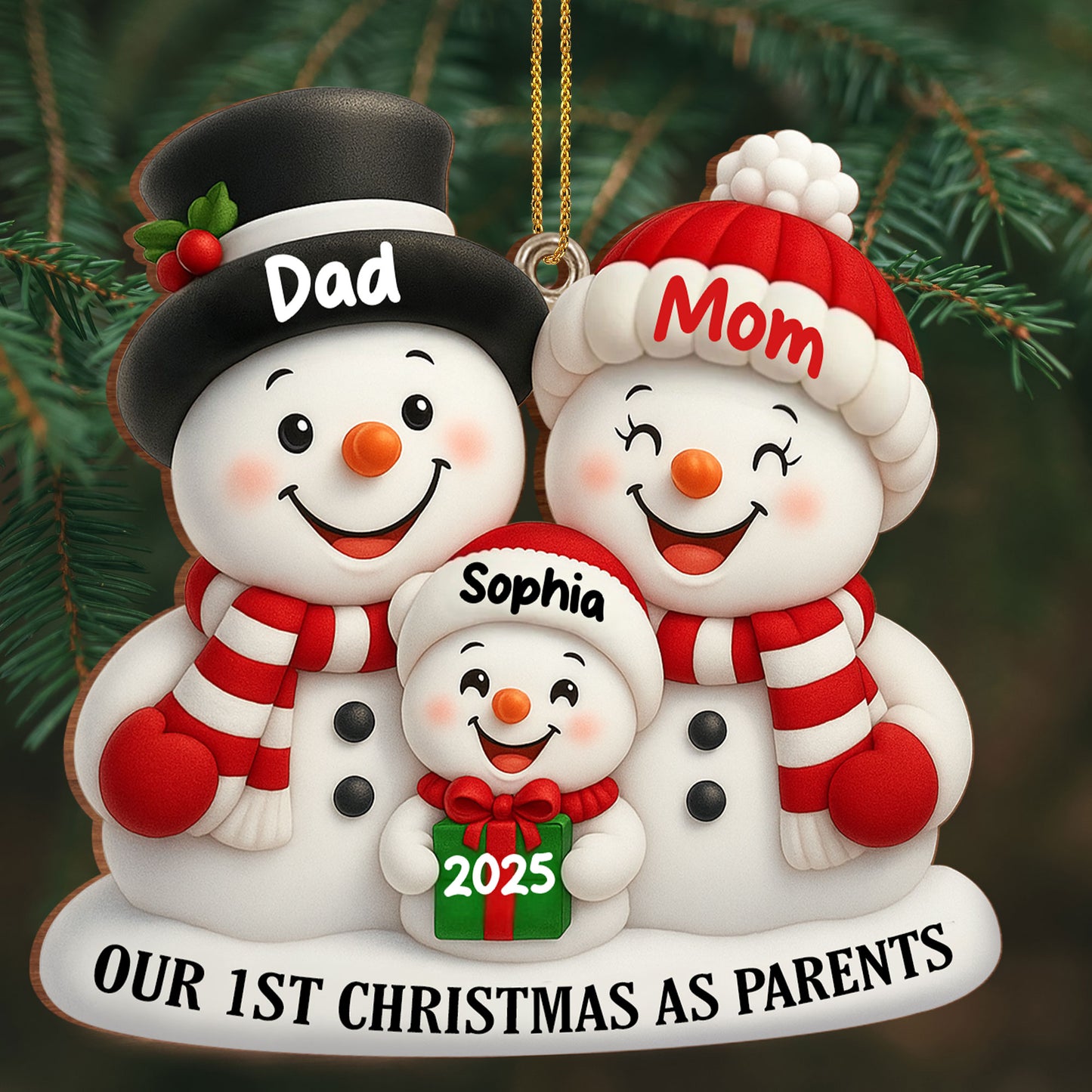 Our 1st Christmas As Parents Snowmen Ornament