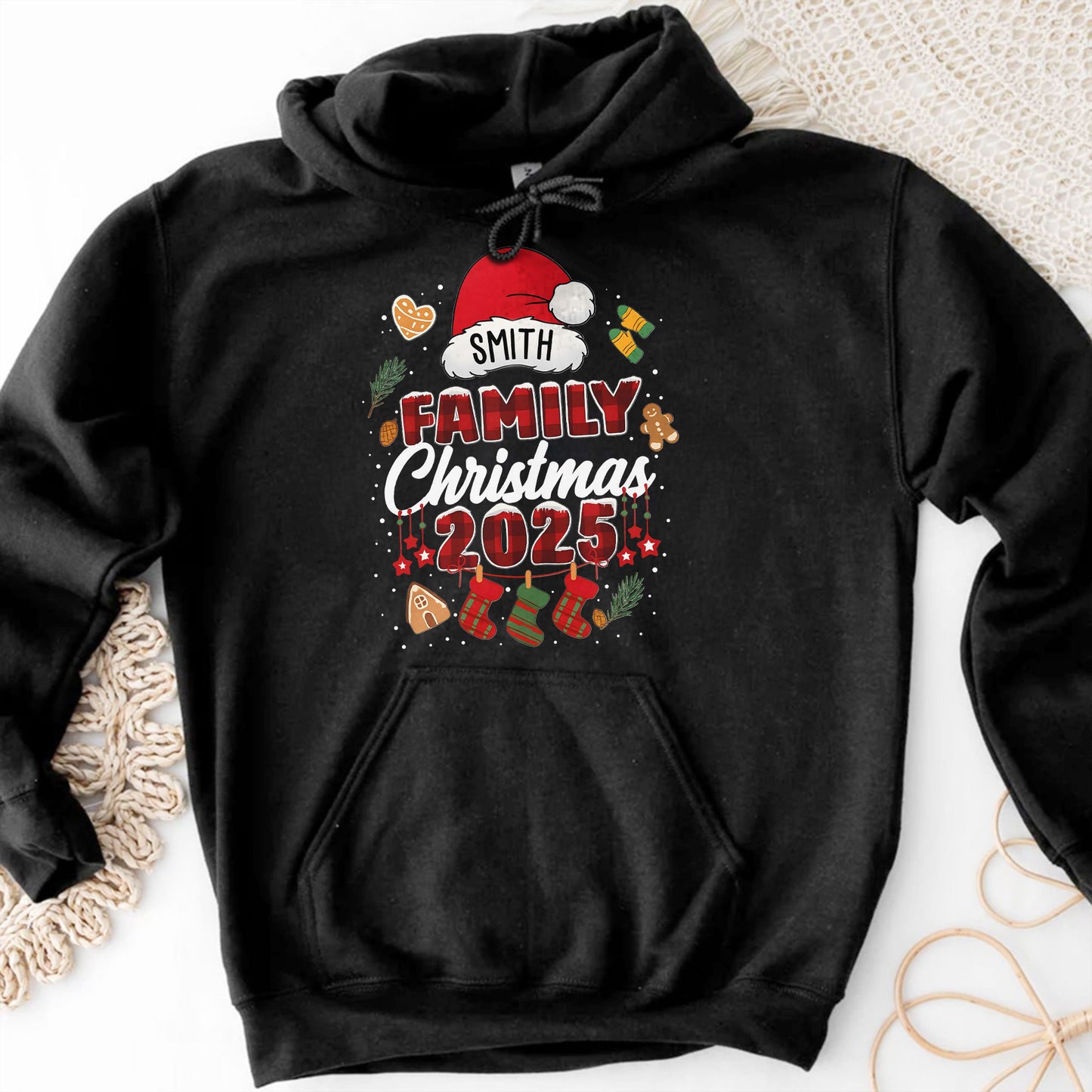 Smith Family Christmas Santa Hats and Stockings