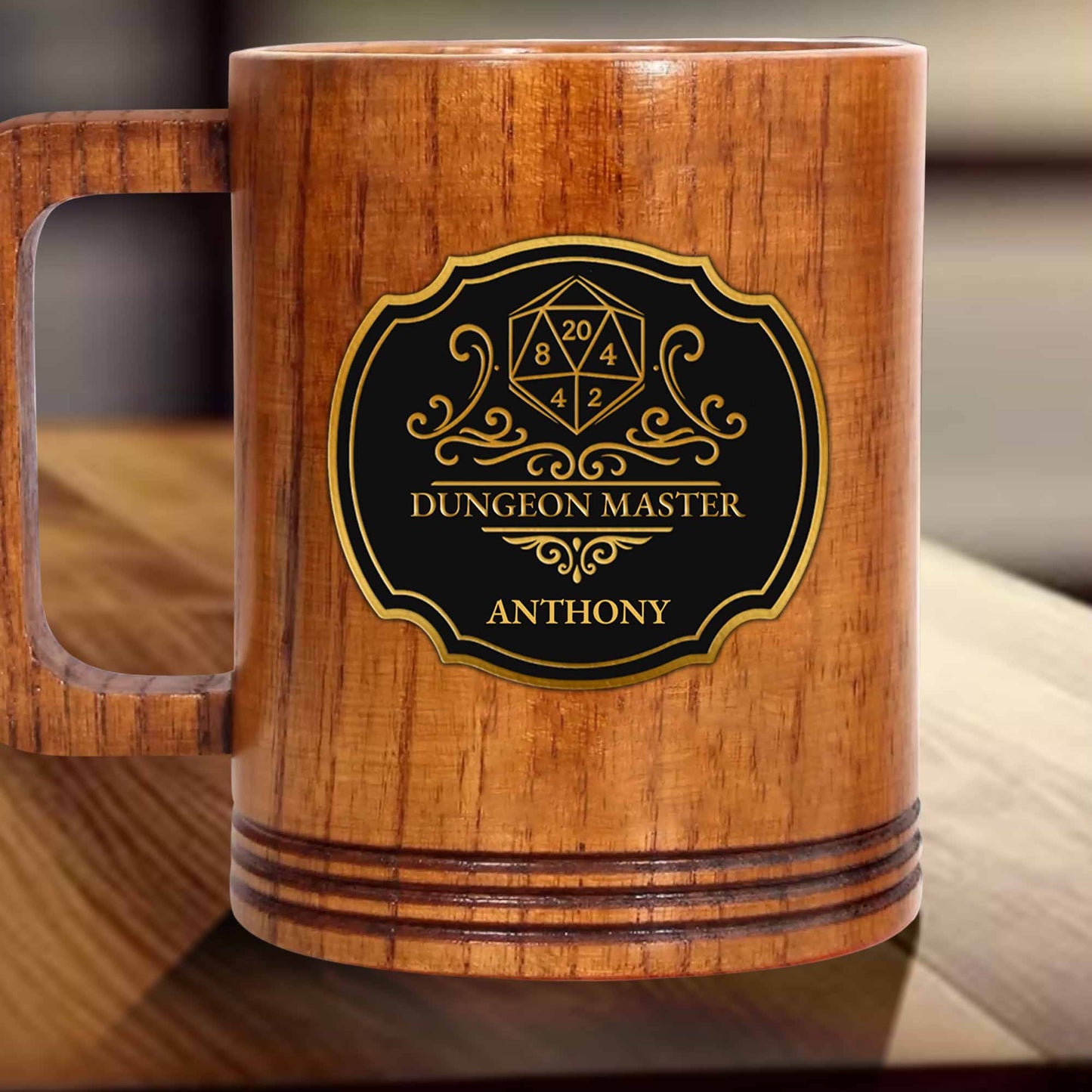 Dungeon Master With D20 Dice And Shield Emblem