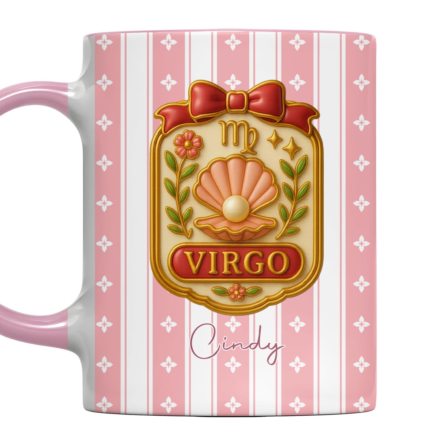 Magnifique signe du zodiaque Lion avec un élégant motif floral - Mug personnalisé - FAM467_AMUG