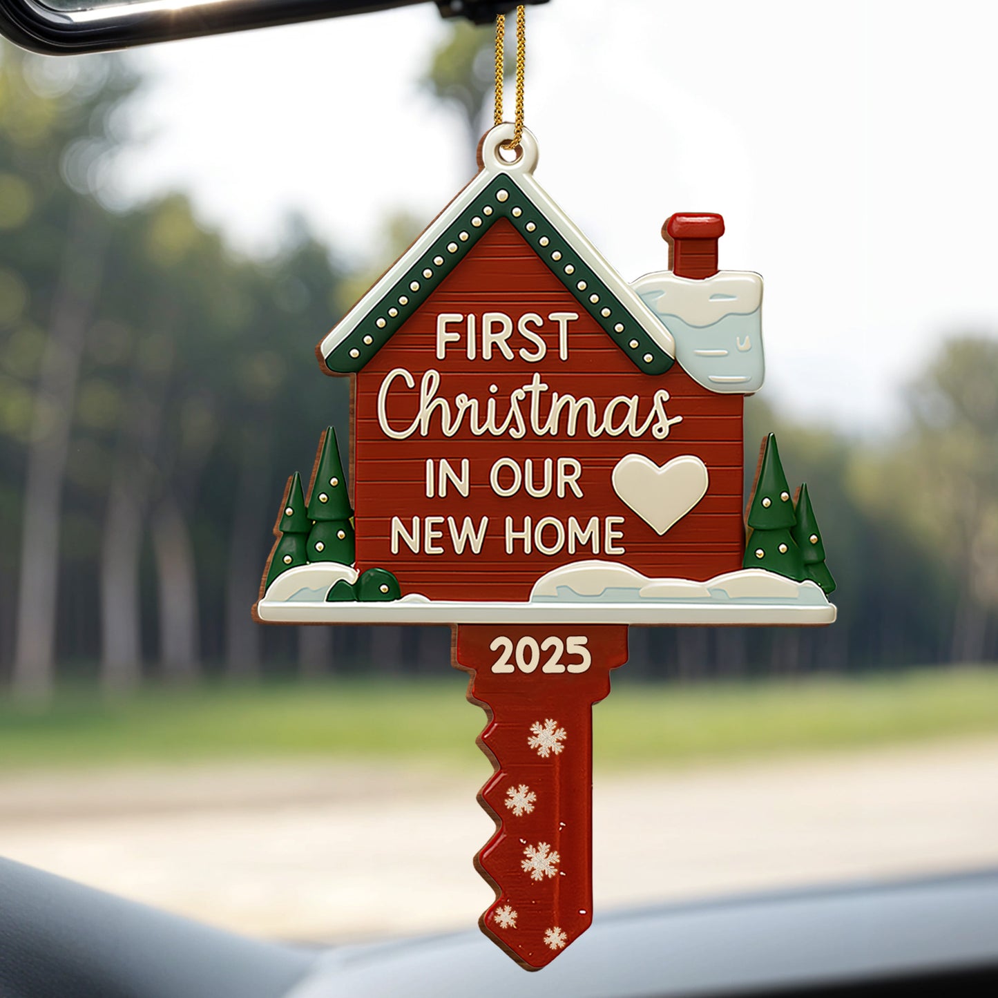 First Christmas In Our New Home, Heart and Trees Design