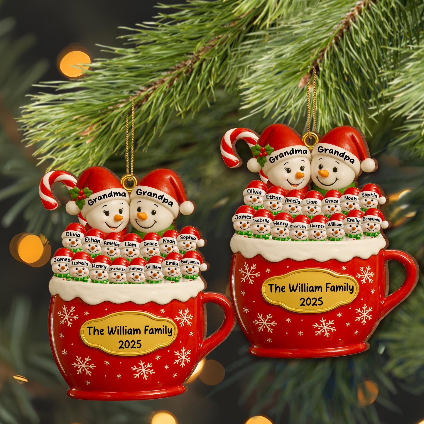 Family Christmas Spirit Snowman Ornament