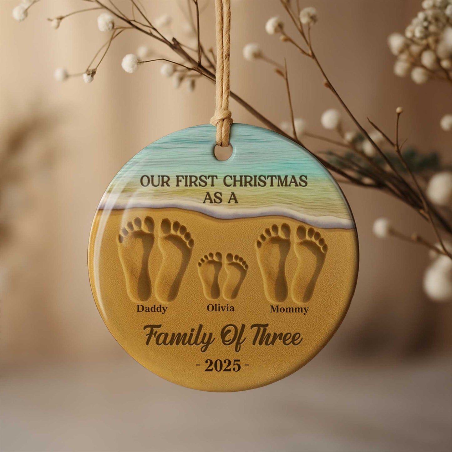 Our First Christmas As A Family Of Three With Footprints