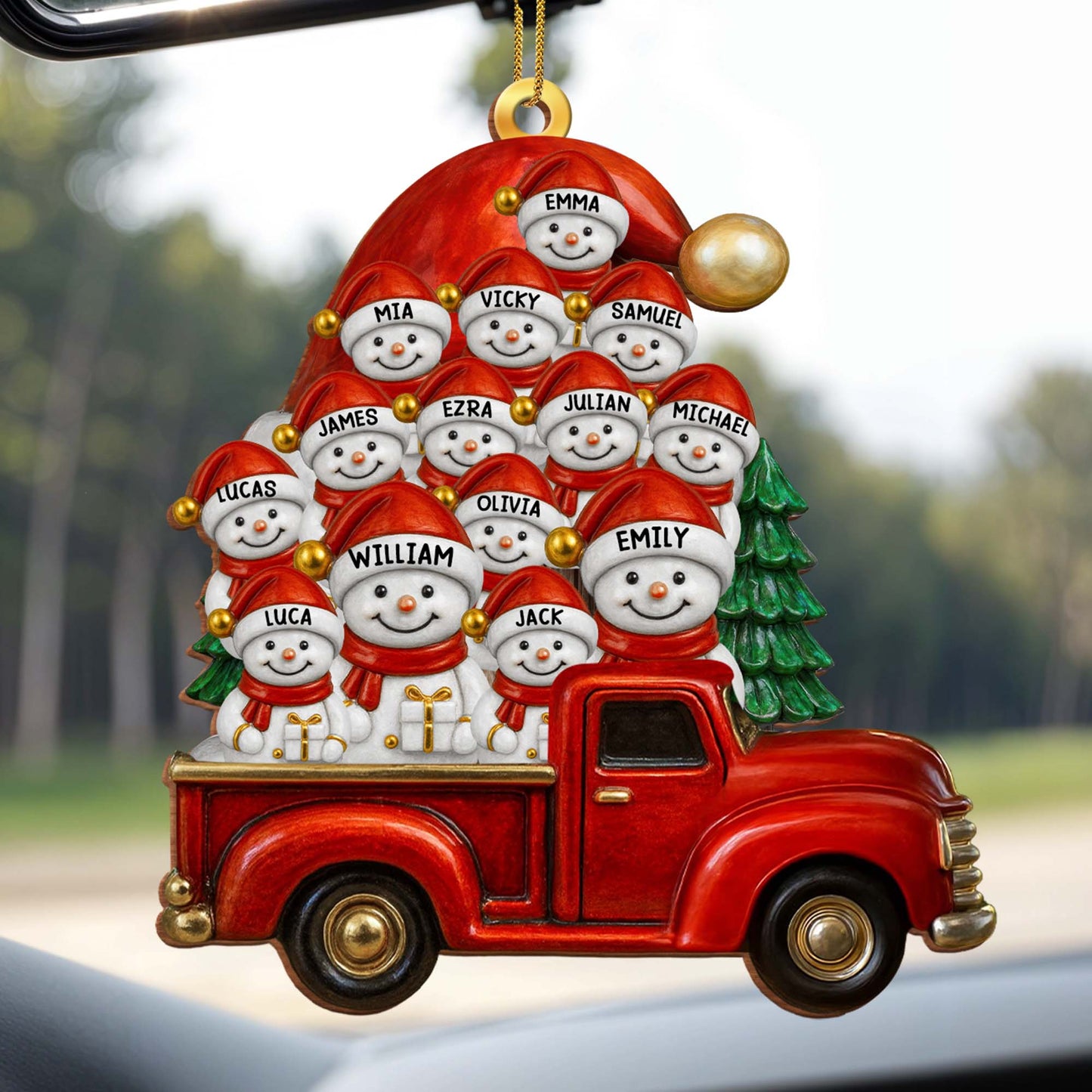Create A Unique Holiday Memory With Snowmen And Red Truck