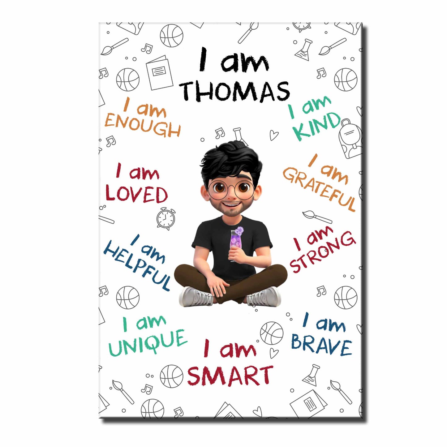 I Am Loved I Am Brave Positive Affirmations Cartoon Poster