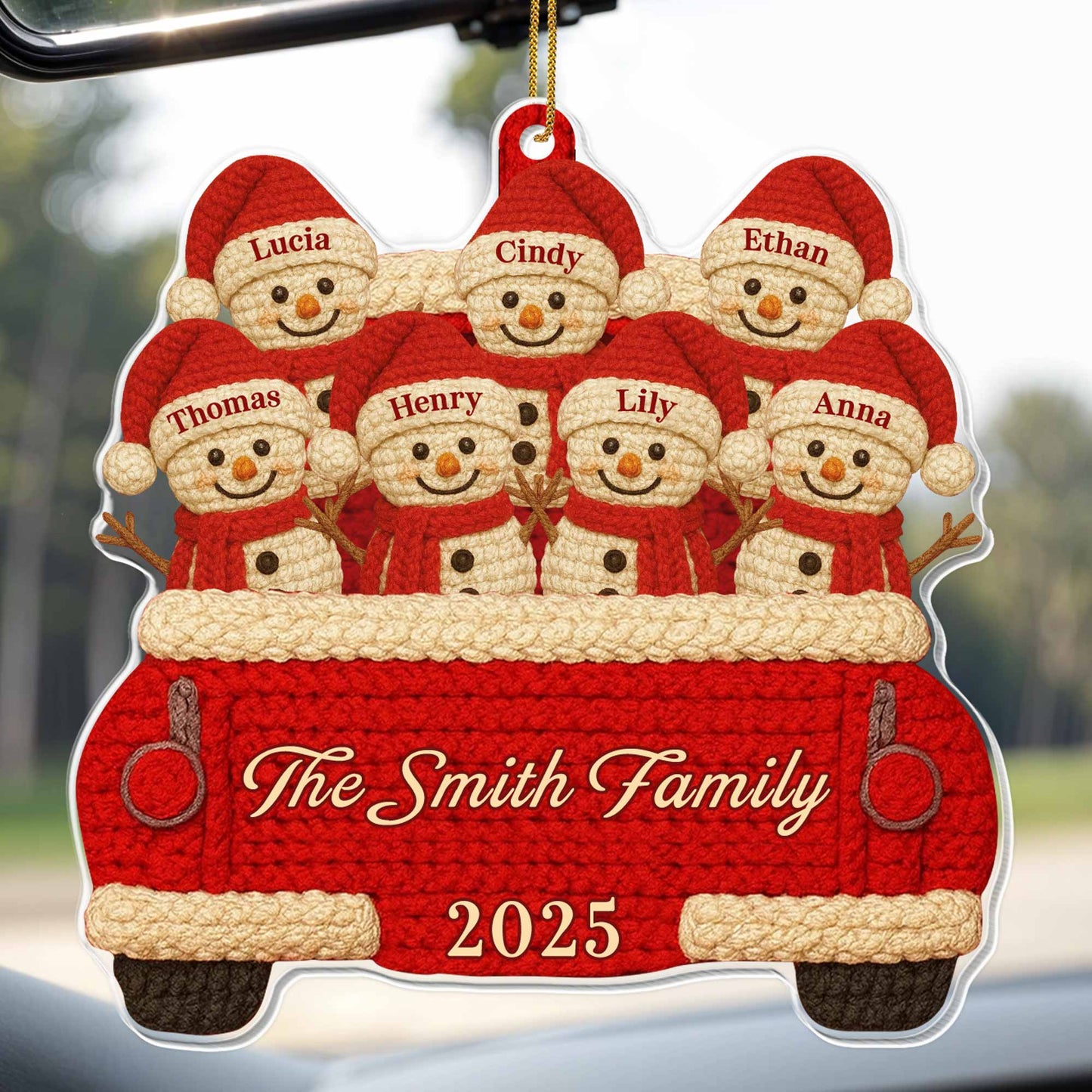 Custom Family Christmas Red Truck Ornament