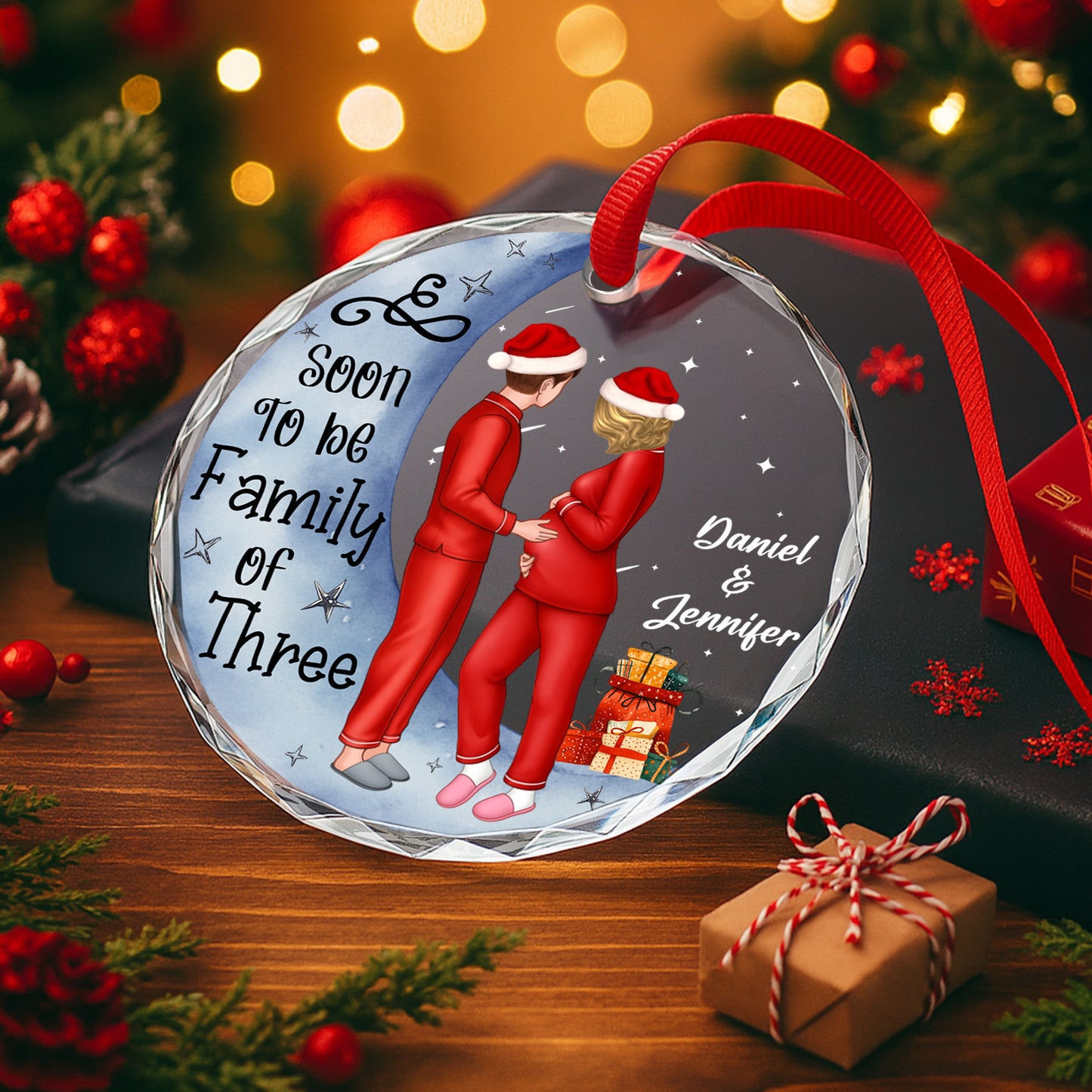 Soon To Be Family Of Three, Couple With Christmas Gifts