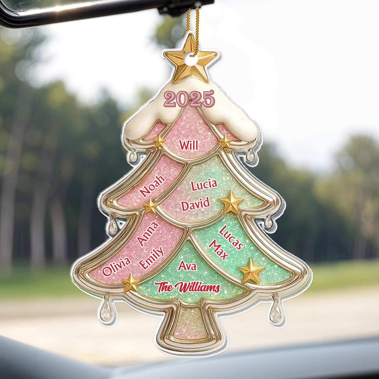 Customized Family Christmas Tree Ornament With Stars