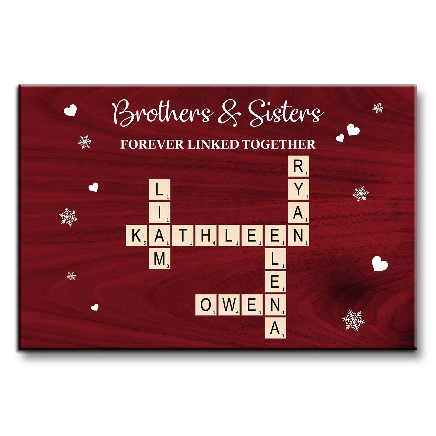 Brothers And Sisters Forever Linked Together Scrabble Tiles Hearts