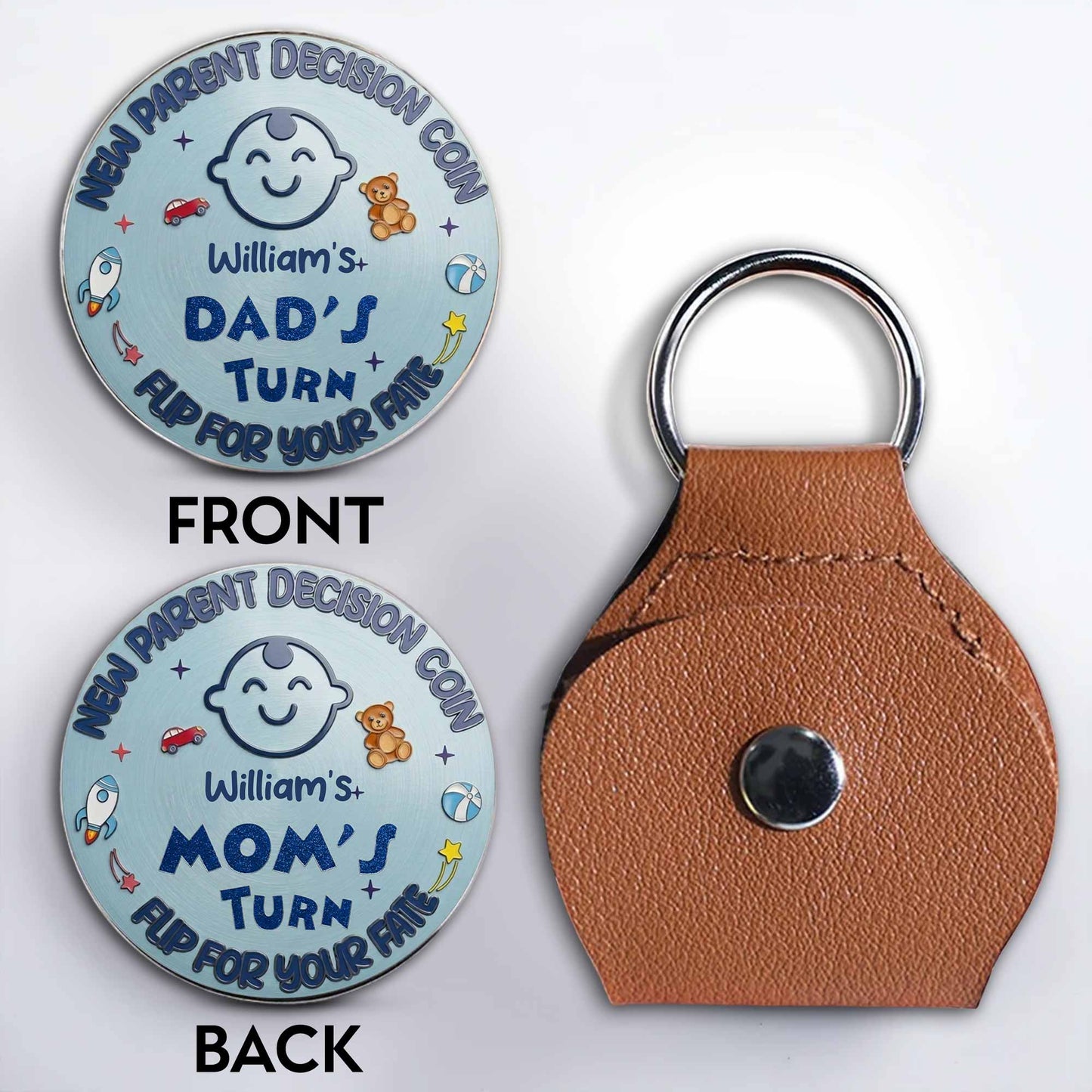 Grandparent Decision Coin Grandpa Turn Baby Icons - Personalized Custom Pocket Hug - FAM825_HTOK