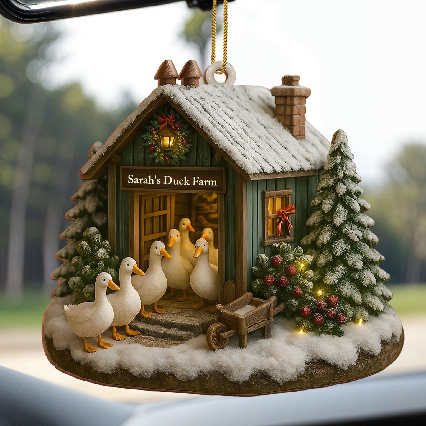 Charming Winter Duck Farm Christmas Scene