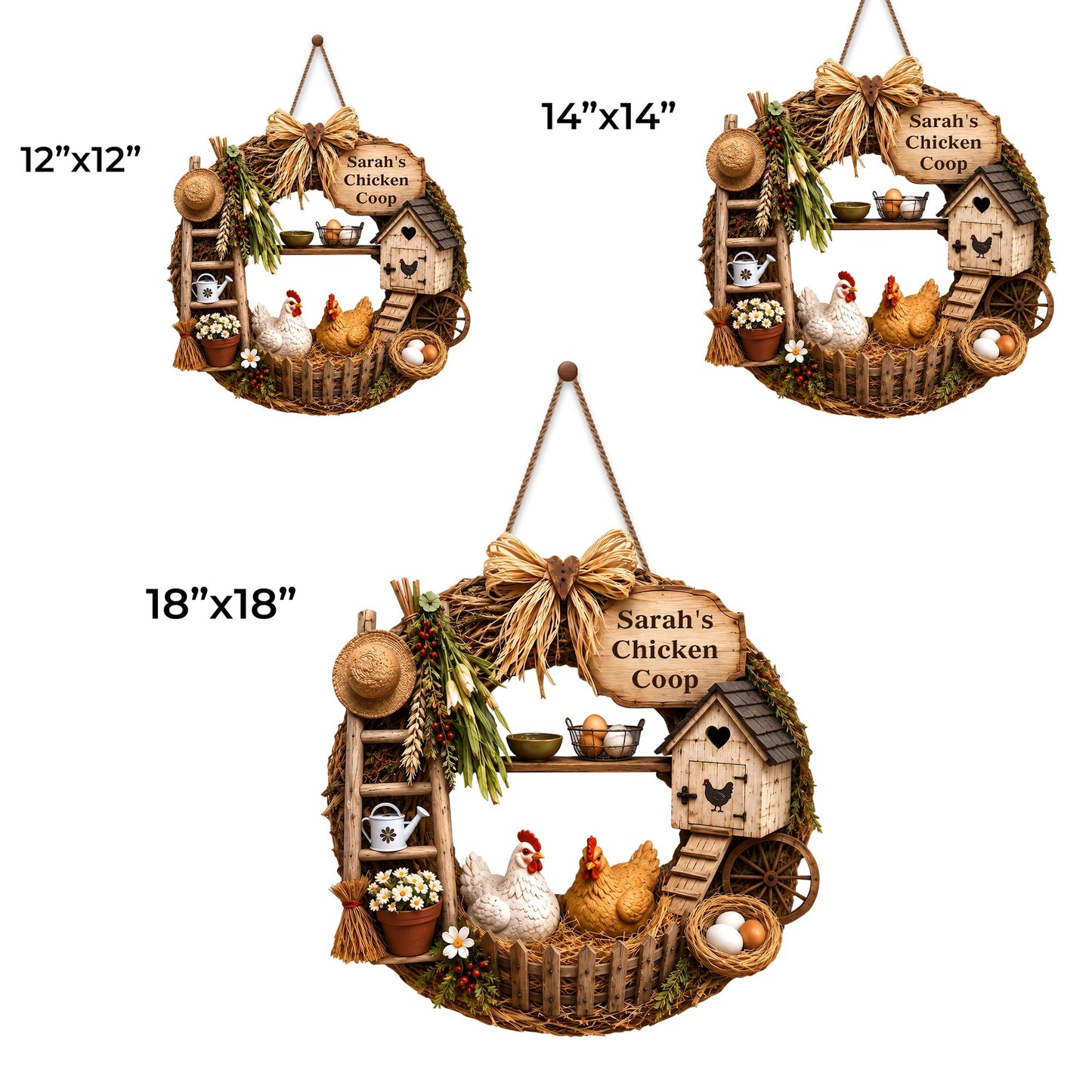 My Chicken Coop With Chickens And Farm Elements Wood Sign - Personalized Custom Shaped Wood Sign - FARM147_WSIGN