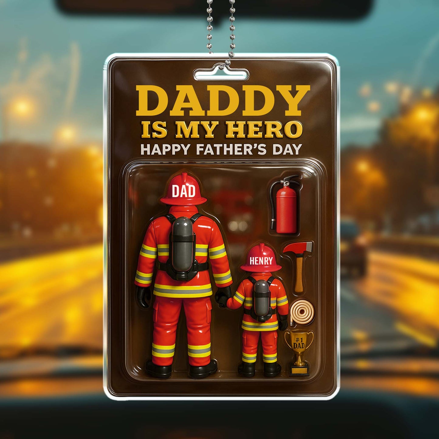 Daddy Is My Hero Happy Father's Day, Firefighters and Firefighting Tools