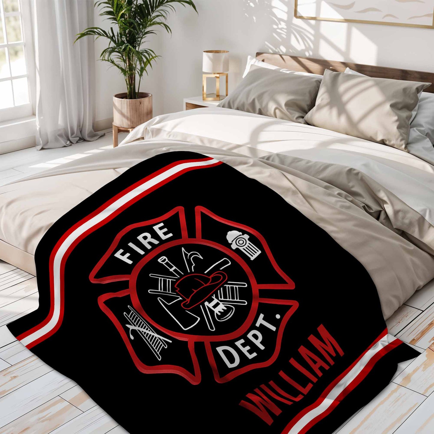 Fire Department Emblem With Firefighter Helmet And Axes