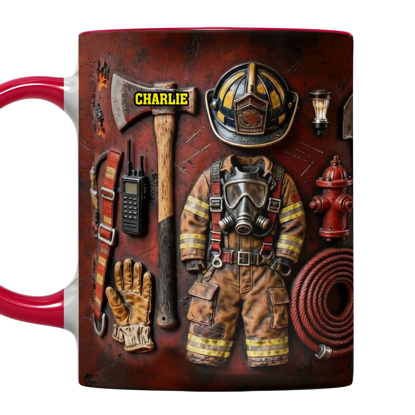 Celebrate Your Heroic Spirit Firefighter Gear and Helmet - Personalized Custom Accent Mug - FIF024_AMUG